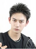 短髪黒髪グロススパイキーショートメンズ大人ヘア