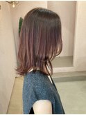 くびれヘア/ミディアム/レイヤー/ピンクブラウン