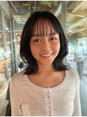 結べるミディアム/黒髪/顔周りレイヤー/10代20代