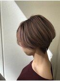大人可愛い20代30代40代小顔ワンサイドショートボブ丸み前下がり