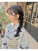 浴衣ヘアセット 着付け 編みおろし