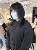 ウルフカット　髪質改善　シアーブラック　横浜