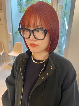 シアン(SYAN) 【清水】ブリーチなしダブルカラーオレンジベージュボブ