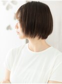 くすみベージュシースルーバング丸みショートボブY川口20代30代