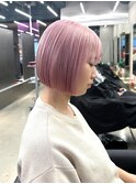 ホワイトピンク×ボブ