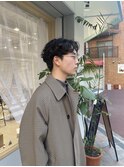 センターパートパーマ