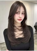 小顔外ハネミディアムアッシュ20代30代40代くびれミディ韓国ヘア