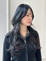 ニューヨークニューヨーク 梅田茶屋町店(NYNY)&nbsp;ロングレイヤー　韓国ヘア　ブリーチなし　ブルーブラック