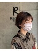 サイドバング×くせ毛ショート風ゆるふわパーマ/30代40代50代