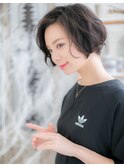 黒髪ダークアッシュ大人かわいいくせ毛風ボブc5越谷20代30代40代
