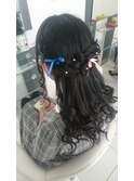 編み込みハーフアップ