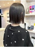福山美容室Caary 切りっぱなしボブ髪質改善ストレート20代