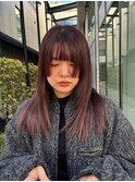 姫カット×ボルドーカラー