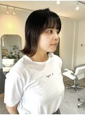 ぱつっとボブ×シナモンブラウン　いわき美容室
