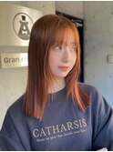 ブリーチなしダブルカラー　アプリコットオレンジ　暖色カラー