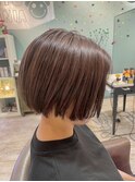 切りっぱなし×丸みショート◎ラベンダーブラウン