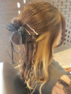 エヌアンドエーコンティ(N&A CONTi) 大人可愛い◎編み込みハーフアップ×リボン/結婚式/ドレス