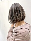 外国人風ハイライトバレイヤージュ白髪ぼかし グレージュ t626