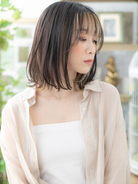 カバーヘア ブリス 川口(COVER HAIR bliss) ブリーチオンカラー外国人風透け感ロブヘアa川口20代30代40代