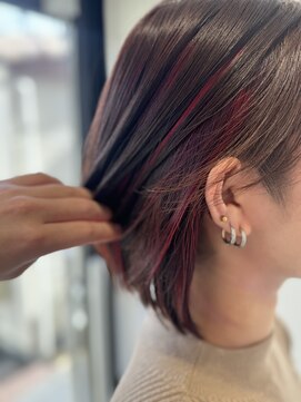 エスト 幕張本郷(est.) 隠しインナーハイライト×赤/インナーカラー/ハイライト