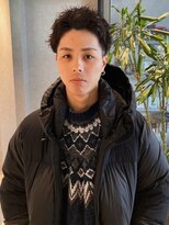 メンズサロン ブロック(Men's Salon bloc) スパイキーショート ツイストパーマ アップバング　黒髪 20代