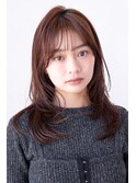 チョコグレージュ/20代30代大人かわいい/ミディアムレイヤー