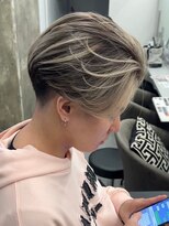 メンズサロン キング 高槻店(Men’s salon K!ng)&nbsp;フェザーショートアップバングセンターパートメンズハイライト