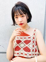 メーヴェ(Mowen) mowen 南堀江 ミニボブ×グレージュ×シースルーバング