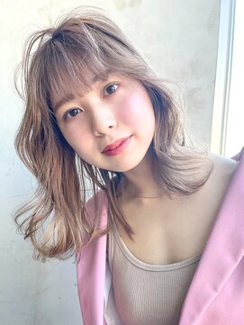 アルバム 銀座(ALBUM GINZA) ベージュミディ_前髪パーマグレーベージュレイヤーロング_29563