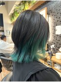 インナーカラーグリーン/ウルフインナーカラー/ウルフ
