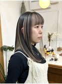 イメチェン似合わせカットインナーカラーベージュフルバング