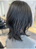 ダークパープル×ソフトウルフイメチェンヘアスタイル