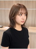 デザインカラー　ミルクティーベージュ　ケアブリーチ　ボブ　柏