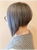 【morio鶴瀬】シルバーグレー×刈り上げ前下がりショートボブ