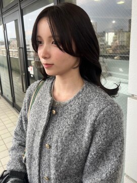 セプト 天神大名(SEPT.) 韓国ヘア 顔周り レイヤーカット　グレージュ　セミロング 前髪