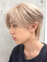 メンズブリーチカラーミルクティーベージュカラーダブルカラー