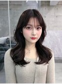 美髪韓国レイヤーイメチェン似合わせチェリーブラウンミニウルフ