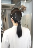 ヘアアレンジ　タイトローポニー　大人アレンジ　博多
