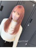 ピンク+レイヤーカット