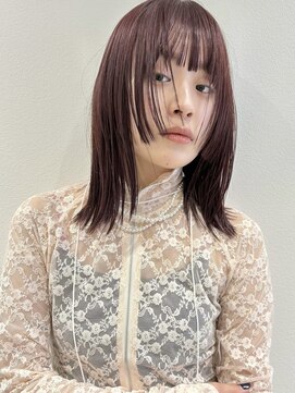 ラミエバイメルト 下北沢(lamie by melt) 小顔レイヤーブリーチなしダブルカラーカシスレッドブラウン暖色