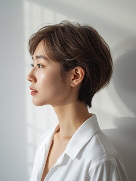 耳かけ大人ショート/ナチュラルハイライト/白髪ぼかし【大宮】