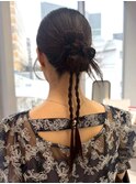 ヘアアレンジ カチモリ 編みおろし 結婚式 二次会 お呼ばれ 20代