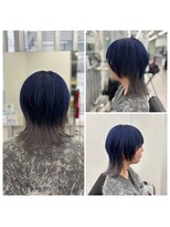 キバ(kva)&nbsp;▽□□▽ ウルフカット×ネイビー×シルバー