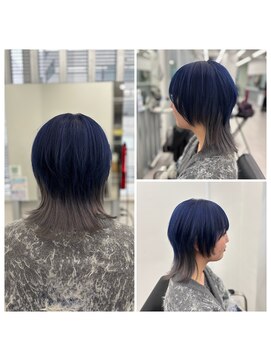 キバ(kva) ▽□□▽ ウルフカット×ネイビー×シルバー