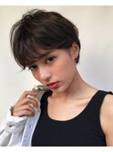 【エッジショートデザインカラー丸みショート無造作カール】