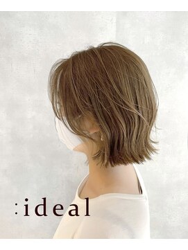 アイディール(:ideal) 20代30代40代☆切りっぱなしワンレングスで外ハネニュアンスボブ