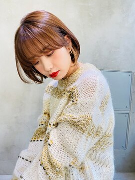 メーヴェ(Mowen) mowen 南堀 江 ミニボブ×グレージュ×シースルーバング