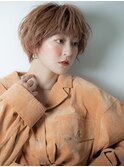 キャラメルベージュくせ毛風マッシュショートw川口10代20代30代