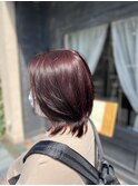 黒髪から作る彩度の高いカシスカラー