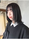 アッシュブラック美髪グレージュカラーくびレイヤー_ba492111